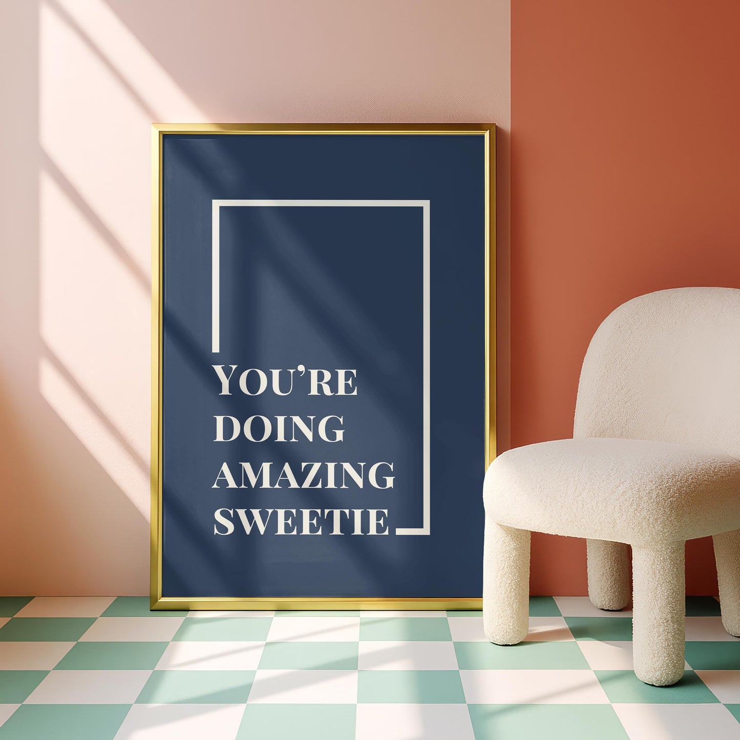 You're doing amazing Print - Typography motivational quote - blue Gallery Wall Art
