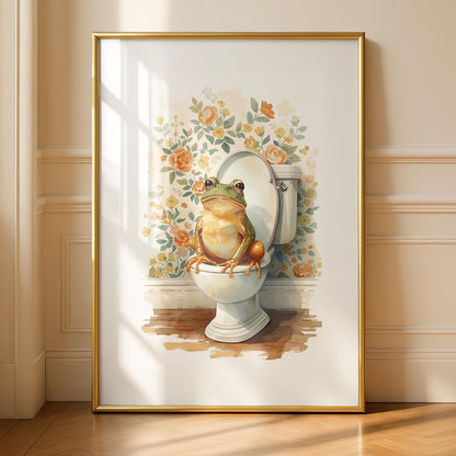 Funny Frog Bathroom Art Print - Cheeky Home Decor - Prints for bathroom - Shower Wall Art - Bathroom Wall Decor - cottagecore