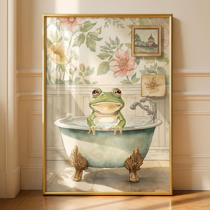 Funny Frog Bathroom Art Print - Cheeky Home Decor - Prints for bathroom - Shower Wall Art - Bathroom Wall Decor - cottagecore