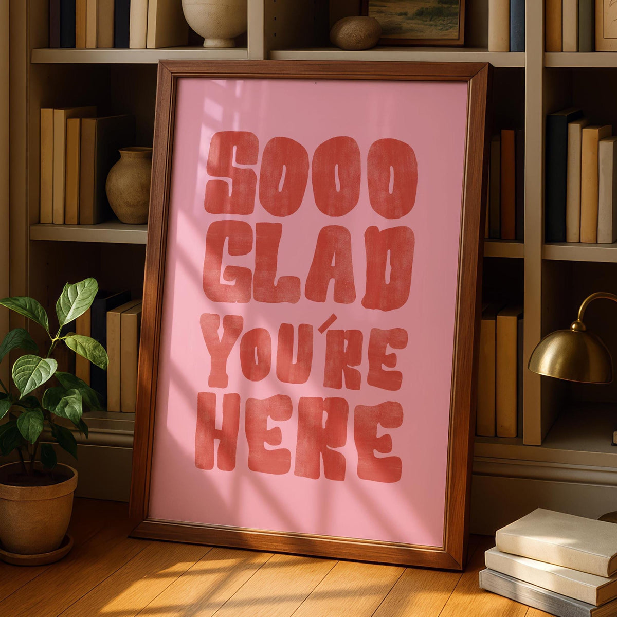 Glad you're here - welcome quotes - Colorful Hallway Welcome Art - pink wall art