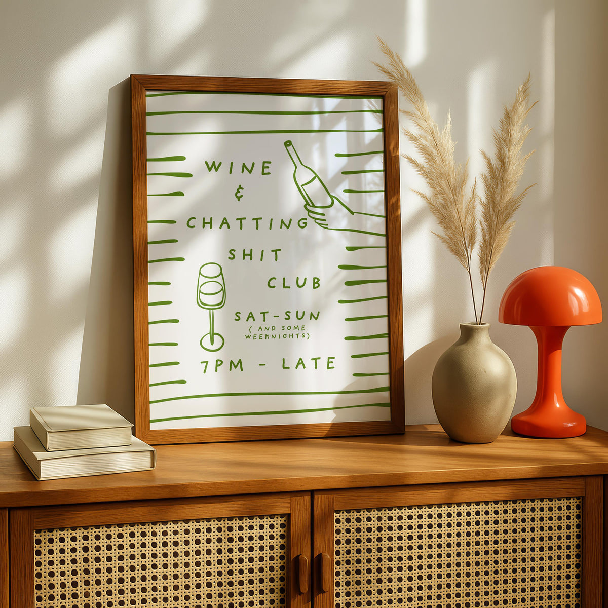 Funny Wine Print - Sweary Print - Chat Shit - Green Decor