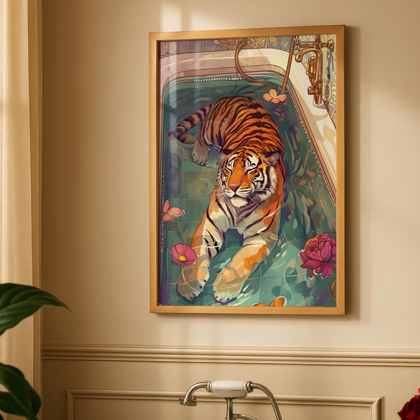 Tiger Bathroom Art Print - Funny Home Decor - Prints for bathroom - Shower Wall Art - Bathroom Wall Decor