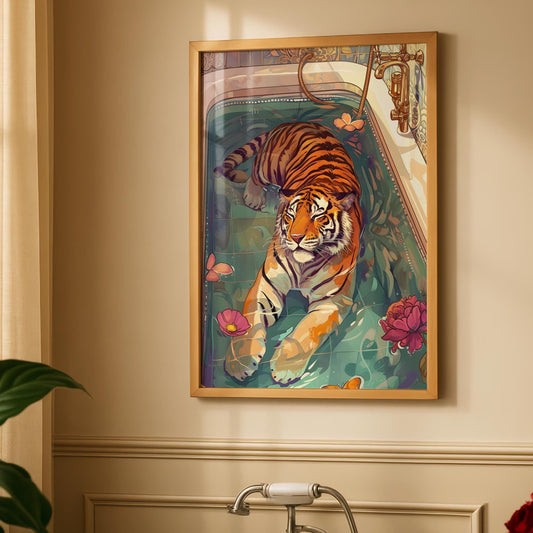 Tiger Bathroom Art Print - Funny Home Decor - Prints for bathroom - Shower Wall Art - Bathroom Wall Decor
