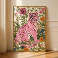 Load image into Gallery viewer, Tiger Art Print - Pink Tiger - Gallery Wall Poster - Floral Artwork
