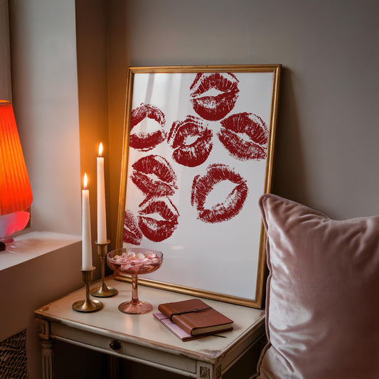 Kiss Print - Lips Print - Preppy Wall Art - Pink prints - Girls Prints