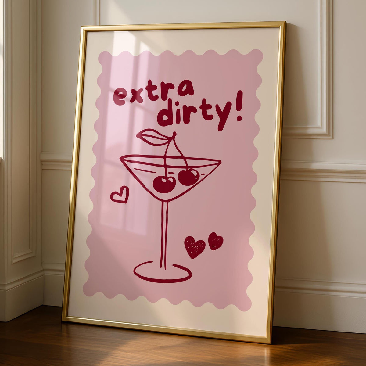 Dirty Martini Print - Fun Colourful Prints - Pink Wall Art - Alcohol Poster