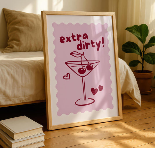 Dirty Martini Print - Fun Colourful Prints - Pink Wall Art - Alcohol Poster