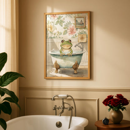 Funny Frog Bathroom Art Print - Cheeky Home Decor - Prints for bathroom - Shower Wall Art - Bathroom Wall Decor - cottagecore