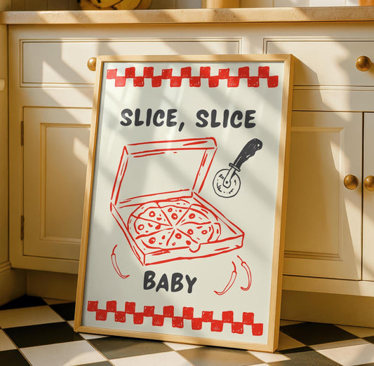 Pizza Art - Fun Kitchen Decor - Dining Prints - Cafe Poster - fun Colorful Wall Art
