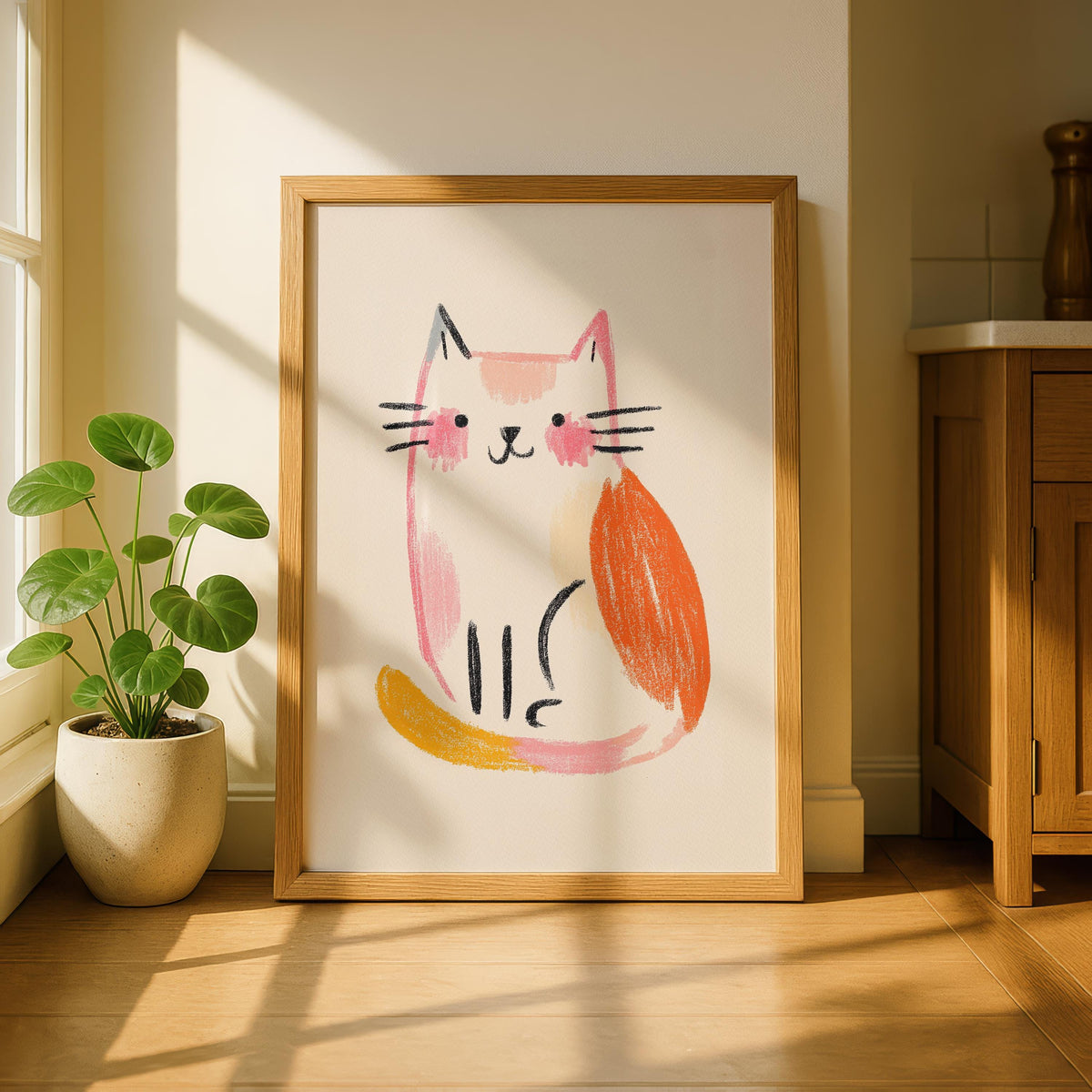 Cat Art Print - Cat Drawing - Gallery Wall Poster - Cat Artwork