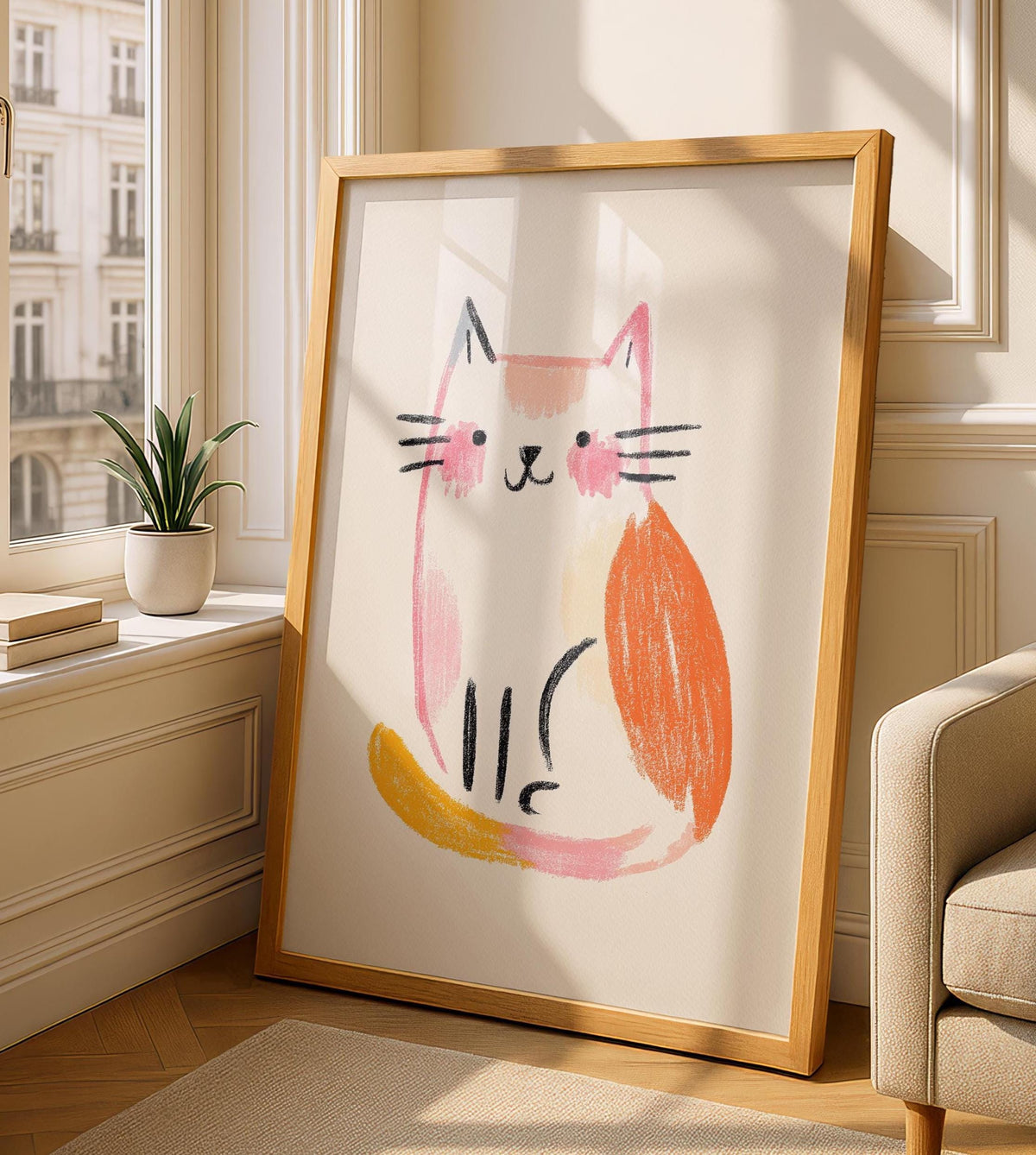 Cat Art Print - Cat Drawing - Gallery Wall Poster - Cat Artwork