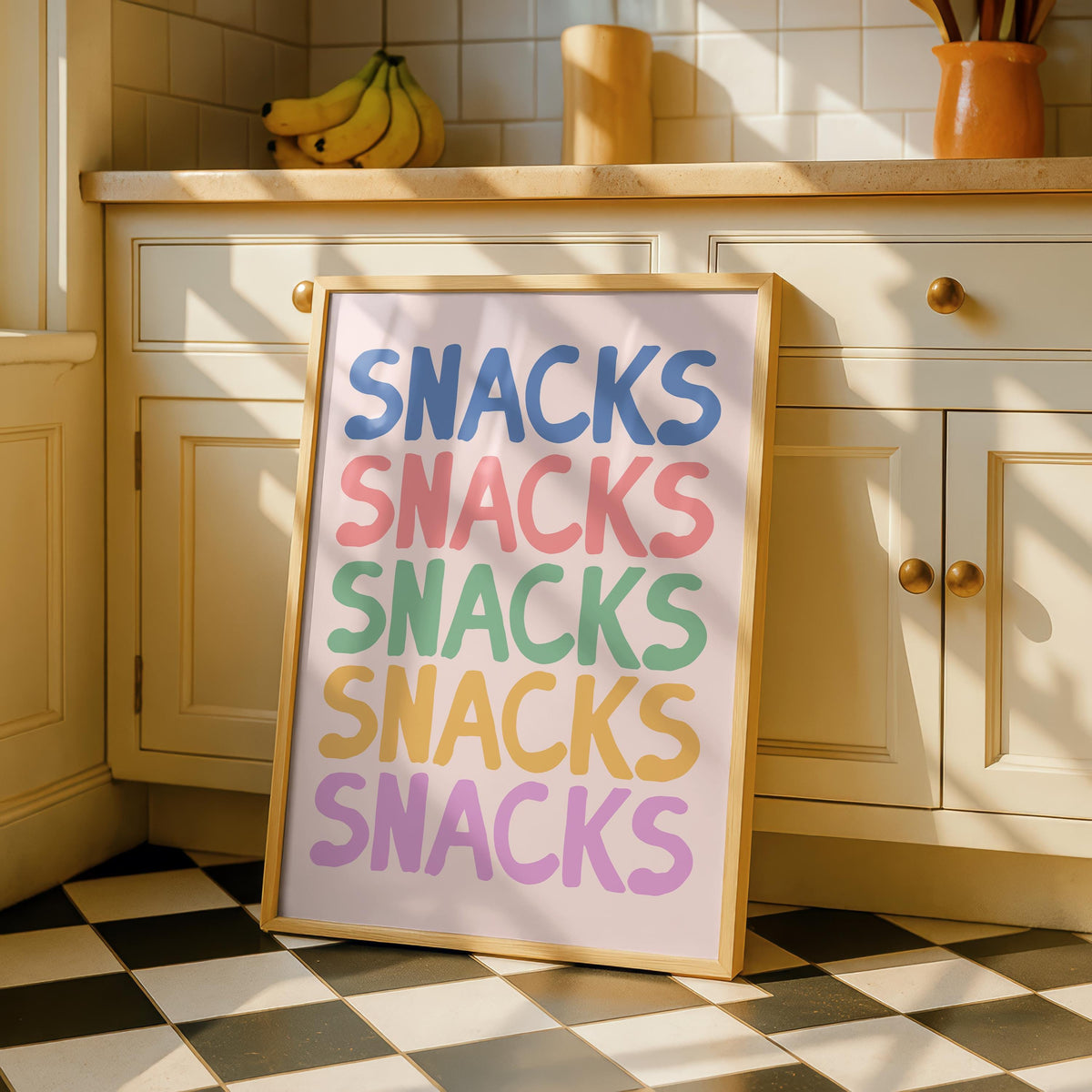 Colourful Kitchen Print | Snack Poster | Typography Art | Bright Kitchen Slogan Art | Fun Kitchen Decor