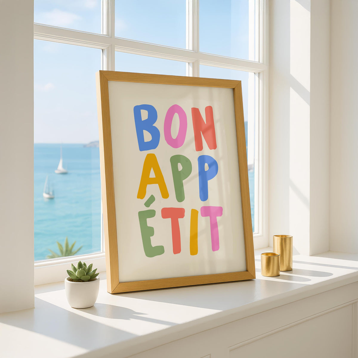 Bon Appetit Art - Kitchen Print - Typography Art - Patel Quotes - Colourful Kitchen Decor