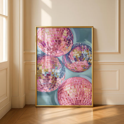 Disco Ball Print - Retro Prints - Funky Kitchen Wall Art - pink prints