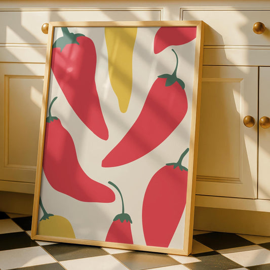 Chilli Pepper Print - Funky Kitchen Wall Art - Spicy Kitchen Decor