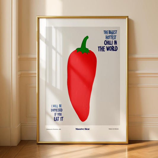 Chilli Pepper Print - Funky Kitchen Wall Art - Fun Kitchen Poster