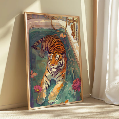 Tiger Bathroom Art Print - Funny Home Decor - Prints for bathroom - Shower Wall Art - Bathroom Wall Decor