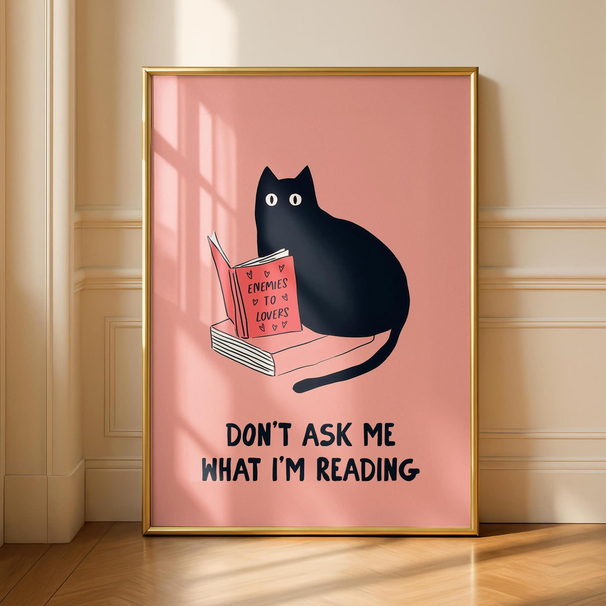 Black Cat Art Print - Book Lover Poster - Smut Art - Modern Cat Lover Gift - Library Decor