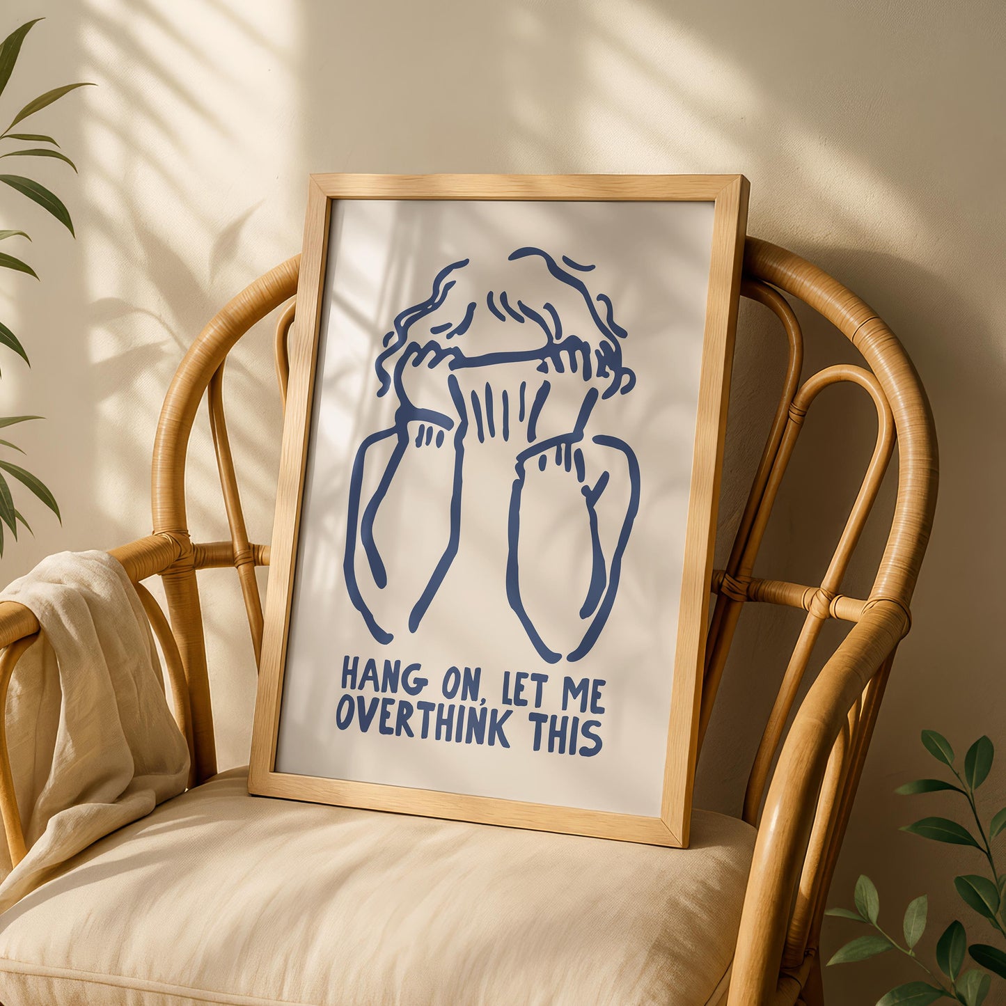 Overthink Wall Art - Funny Anxiety Prints - Minimalist Poster - Funny Art