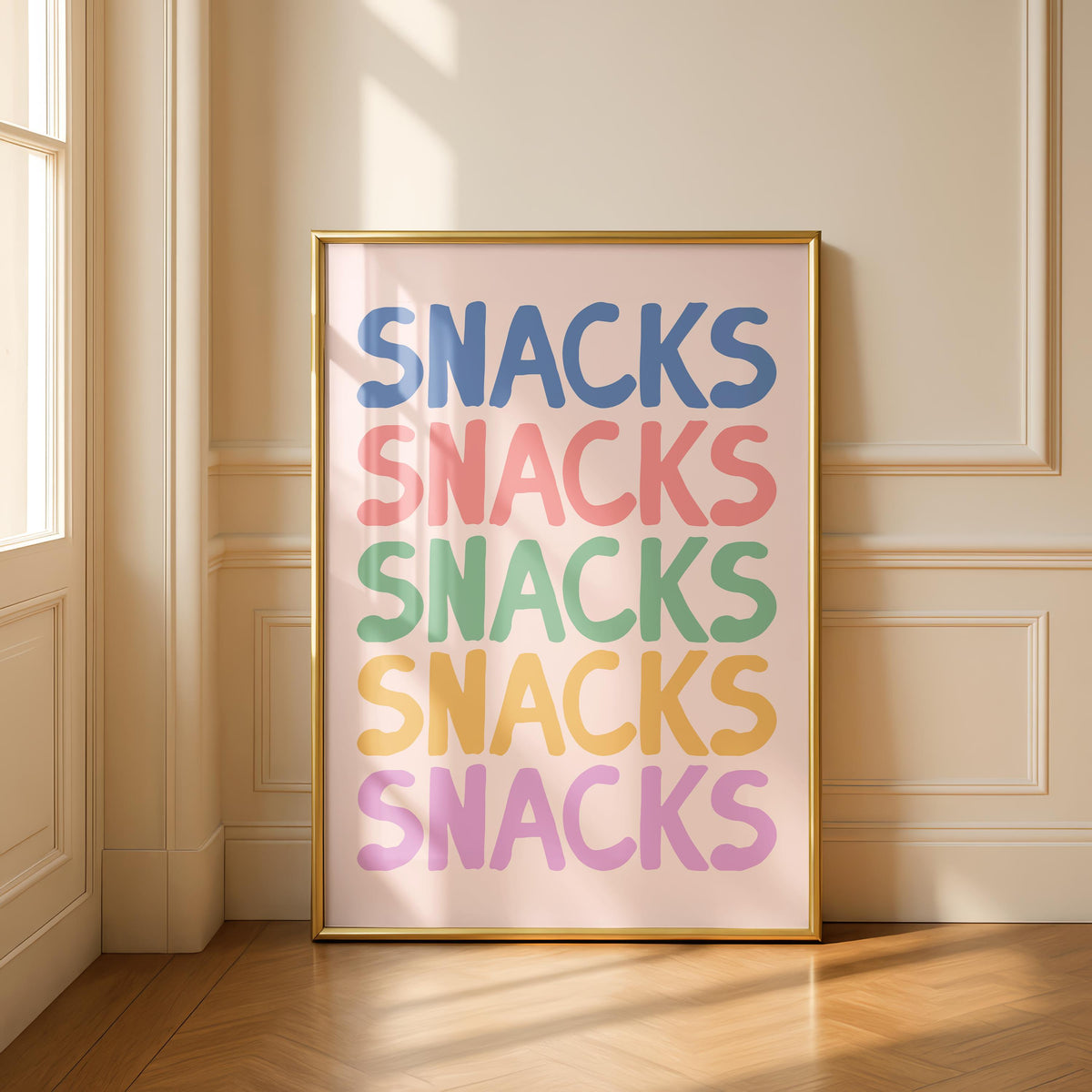 Colourful Kitchen Print | Snack Poster | Typography Art | Bright Kitchen Slogan Art | Fun Kitchen Decor