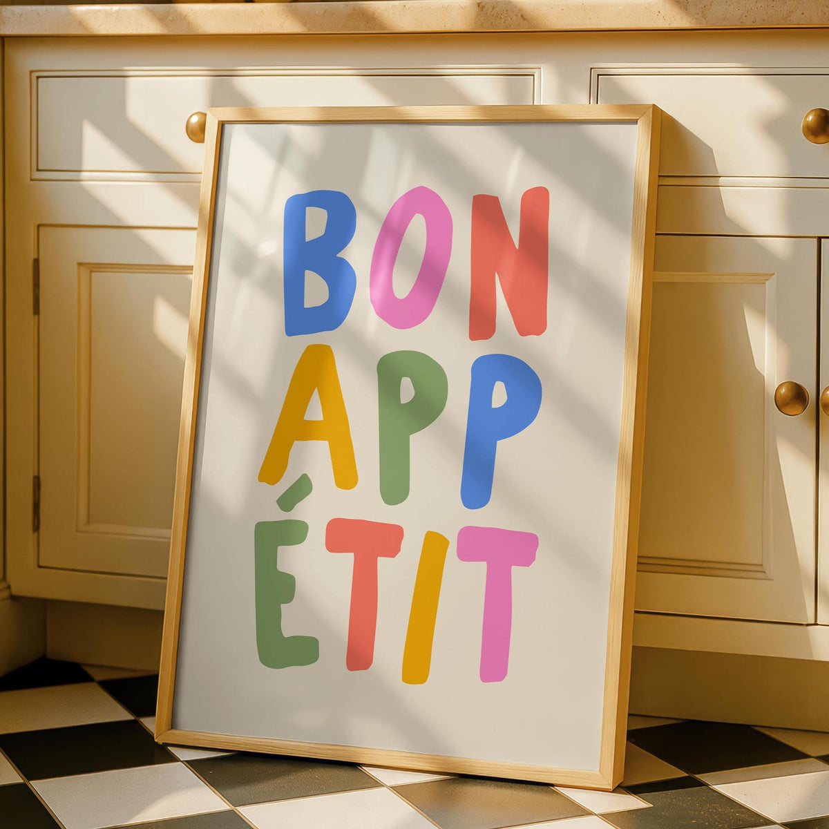 Bon Appetit Art - Kitchen Print - Typography Art - Patel Quotes - Colourful Kitchen Decor