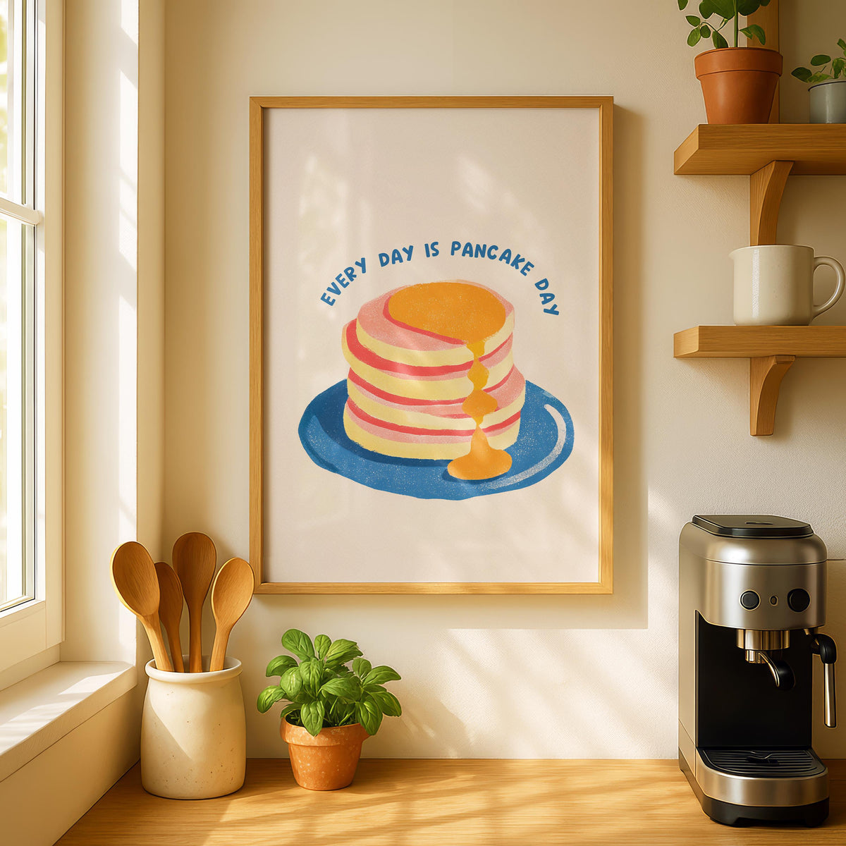 Kitchen Wall Art | Pancake Picture | Typography Print | Pastel Quotes | Colourful Kitchen Decor