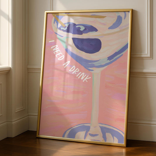 Alcohol Poster - Kitchen Art - Kitchen Decor - Champagne Print - Party Decor