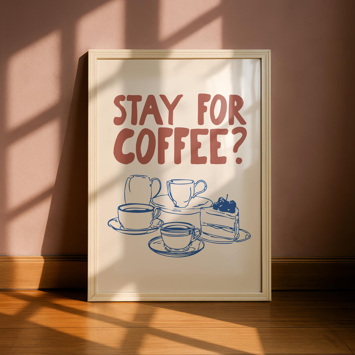 Stay for Coffee Print - Kitchen Decor - Wall prints for kitchen - welcome prints