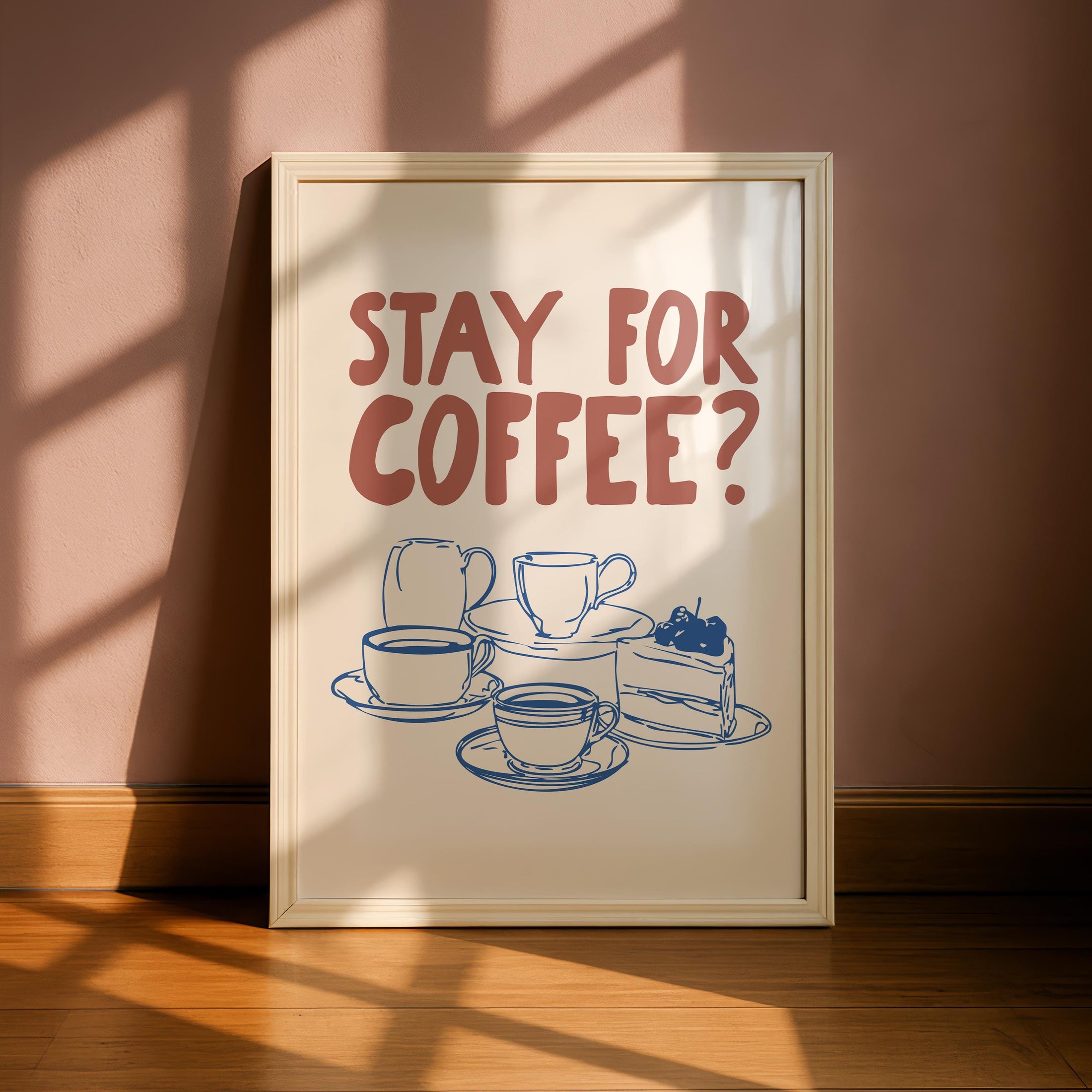 Stay for Coffee Print - Kitchen Decor - Wall prints for kitchen - welcome prints