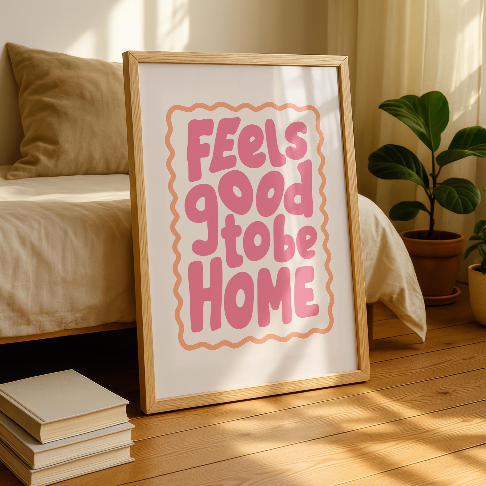 feels good to be home - welcome quotes - Colorful Hallway Welcome Art - pink wall art