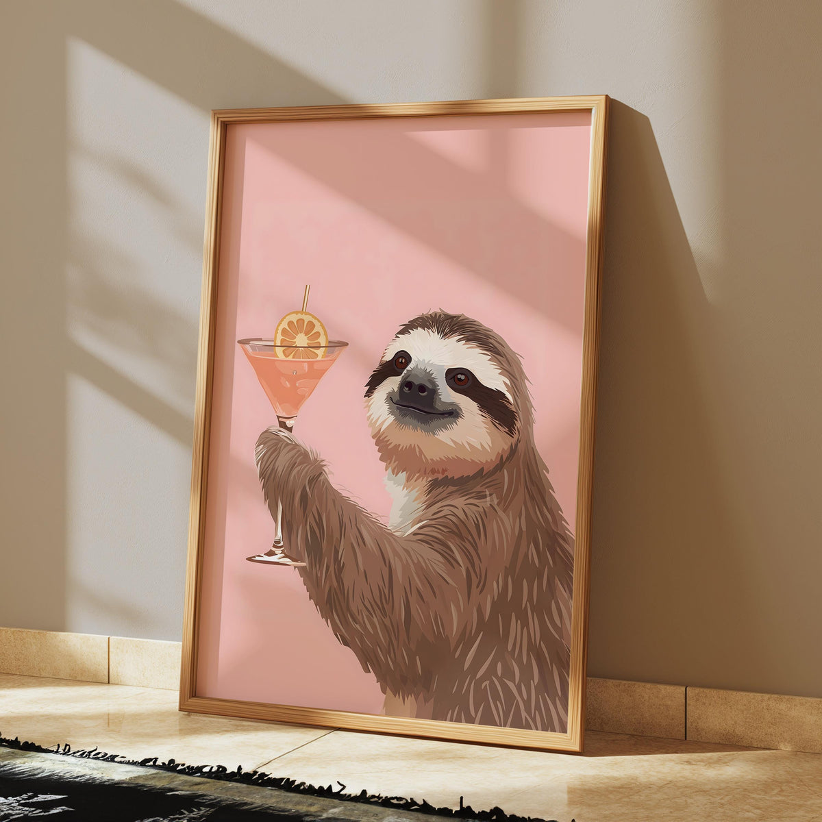 Sloth Print - Sloth Decor - Alcohol Kitchen Print: Cocktail Alcohol Art