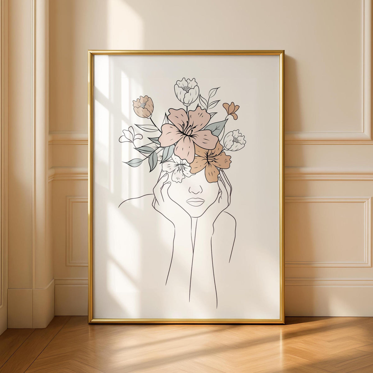 Flower Line Art Print - Boho Bedroom Wall Decor - Floral Art - Spring Prints - Minimalist Poster