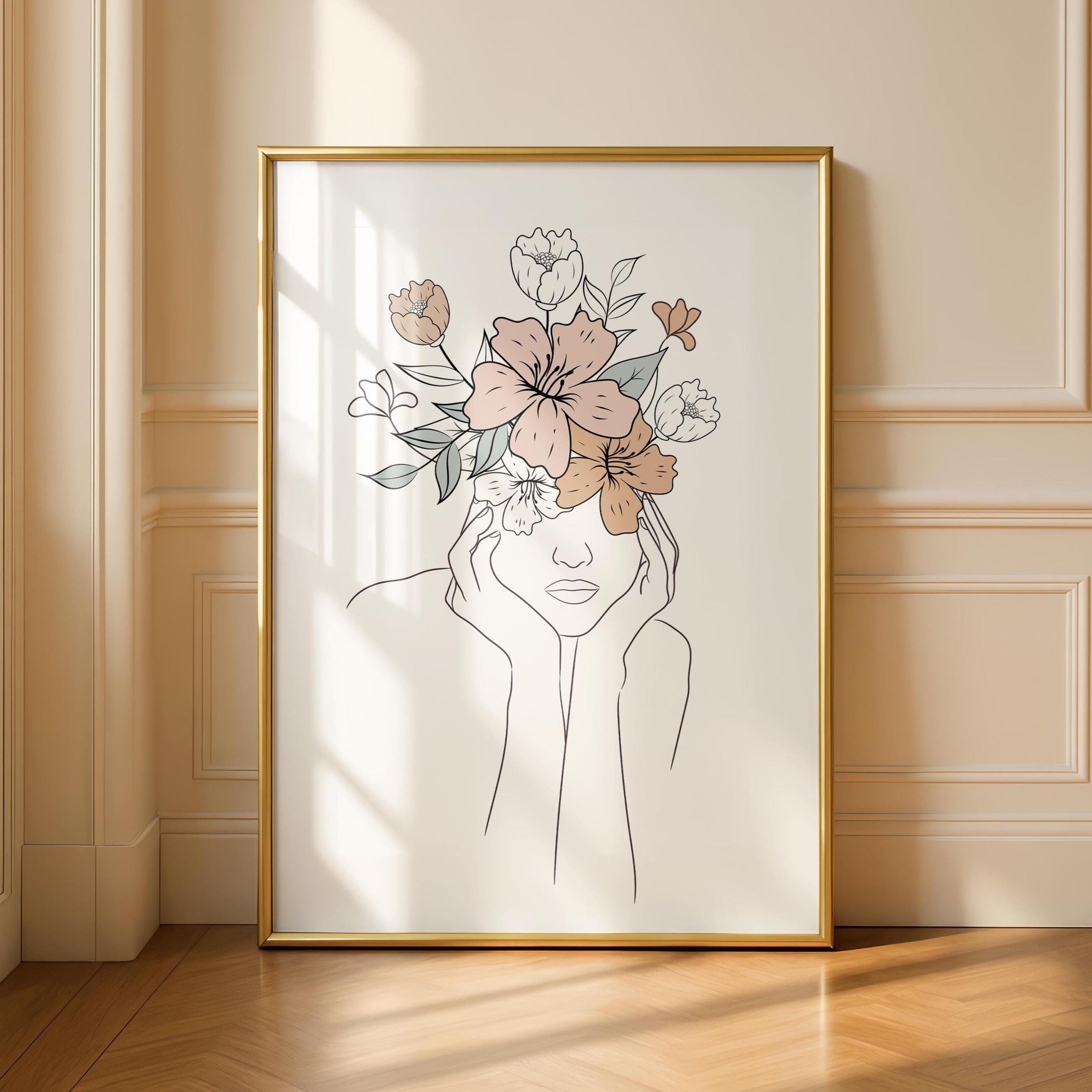 Flower Line Art Print - Boho Bedroom Wall Decor - Floral Art - Spring Prints - Minimalist Poster