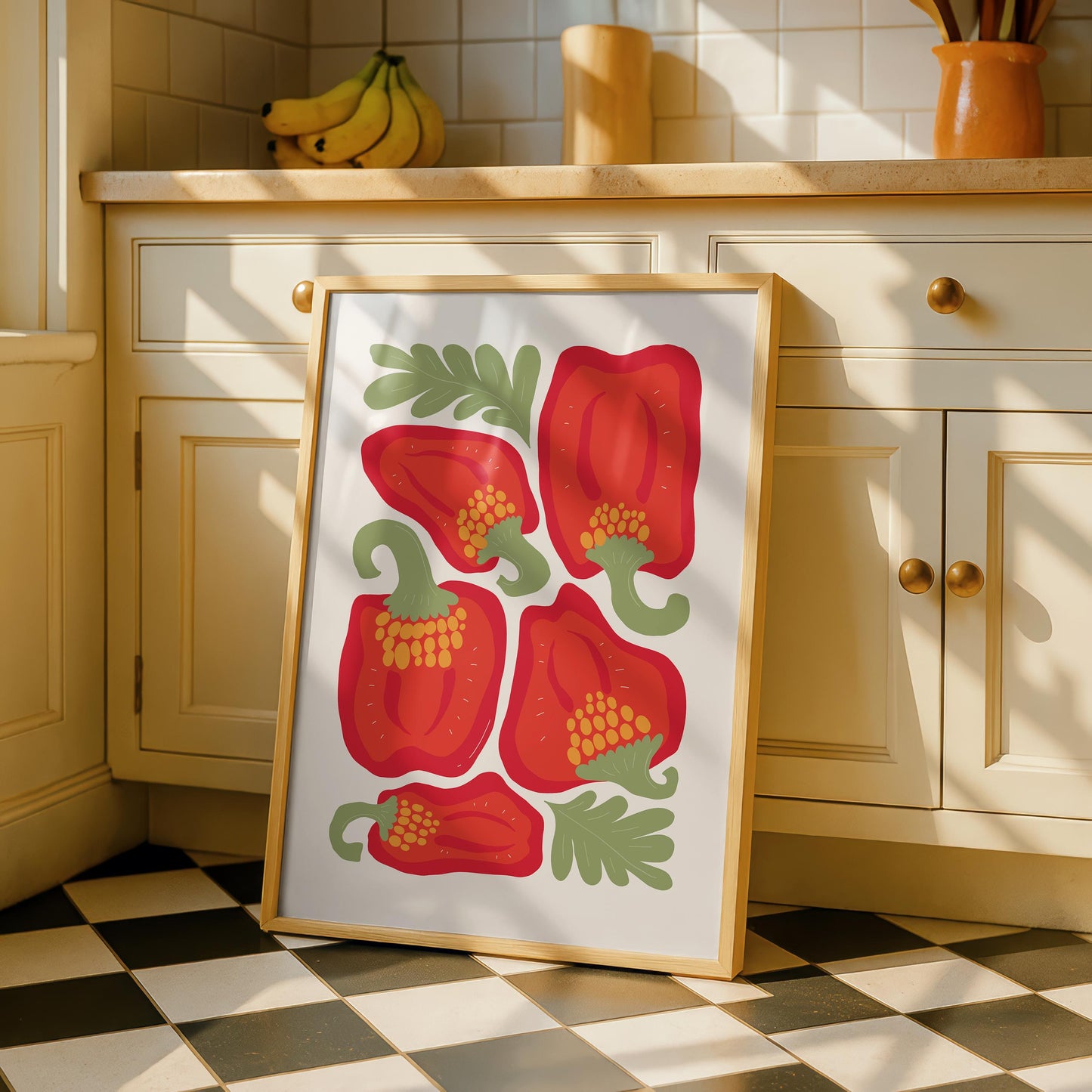 Bell Pepper Kitchen Print - Red Kitchen print - Mexican Wall Art