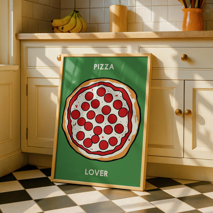 Pizza Lover Art - Fun Kitchen Decor - Dining Prints - Cafe Poster - fun Colourful Wall Art