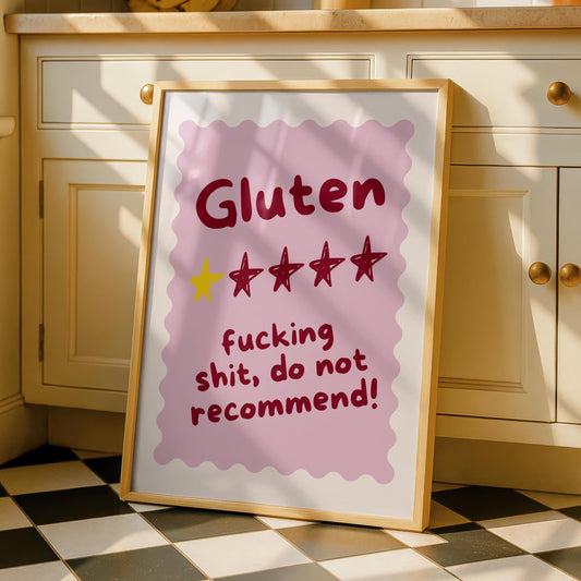 Funny Kitchen Wall Art Print - Gluten Free Quote - Celiac Decor - Sweary Quotes