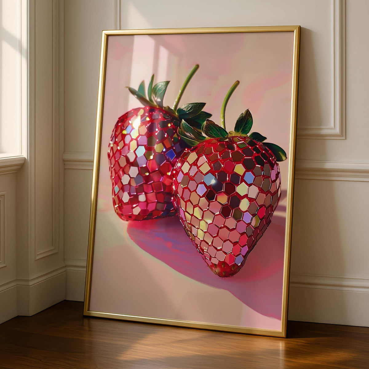 Strawberry Disco Ball Print: Fun Kitchen Wall Art