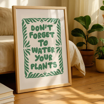 Plant lover gift, plant prints, water the plants, botanical prints, colourful prints, prints with quotes, plant gifts