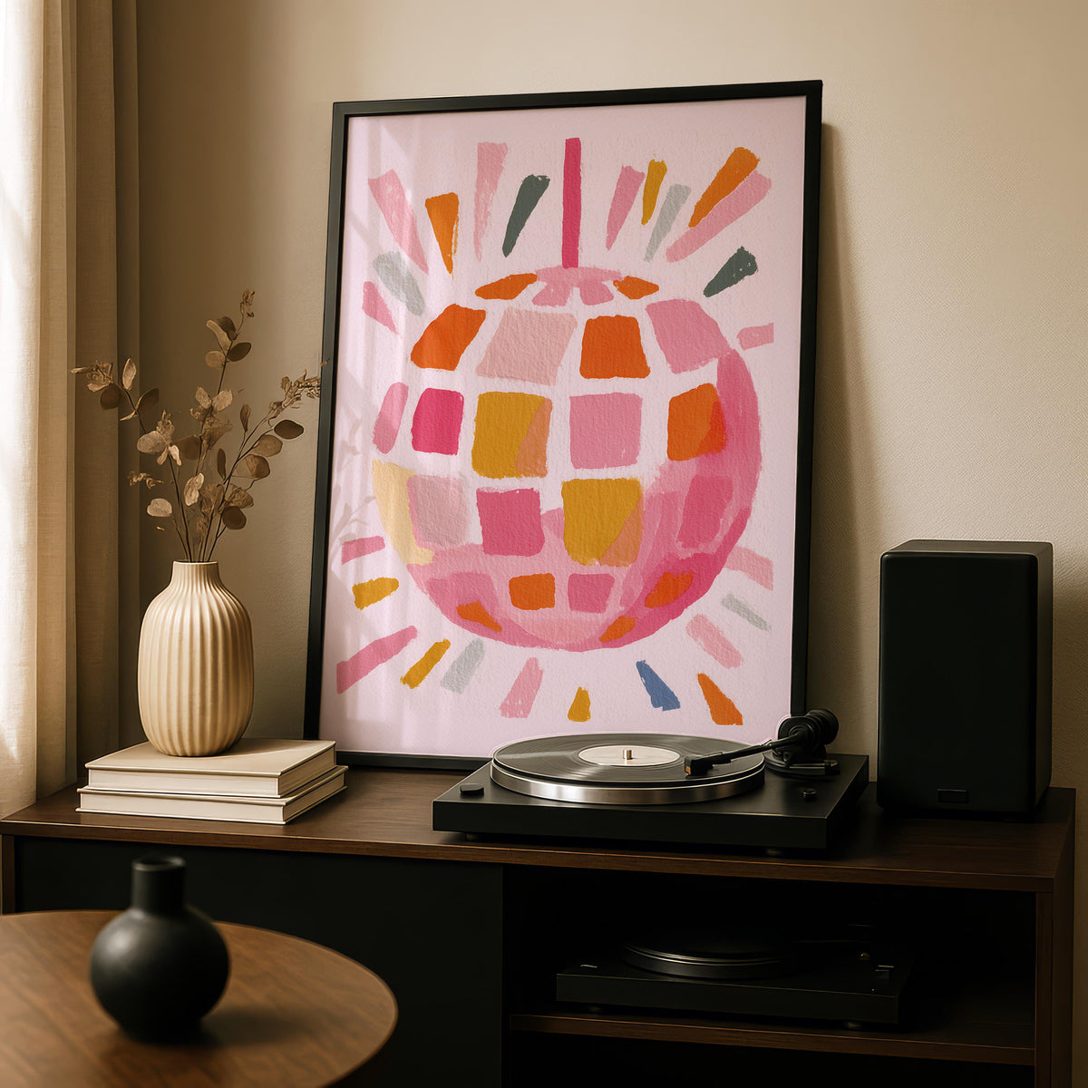 Disco Ball Print - Funky Kitchen Wall Art - pink prints