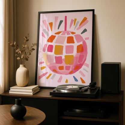 Disco Ball Print - Funky Kitchen Wall Art - pink prints
