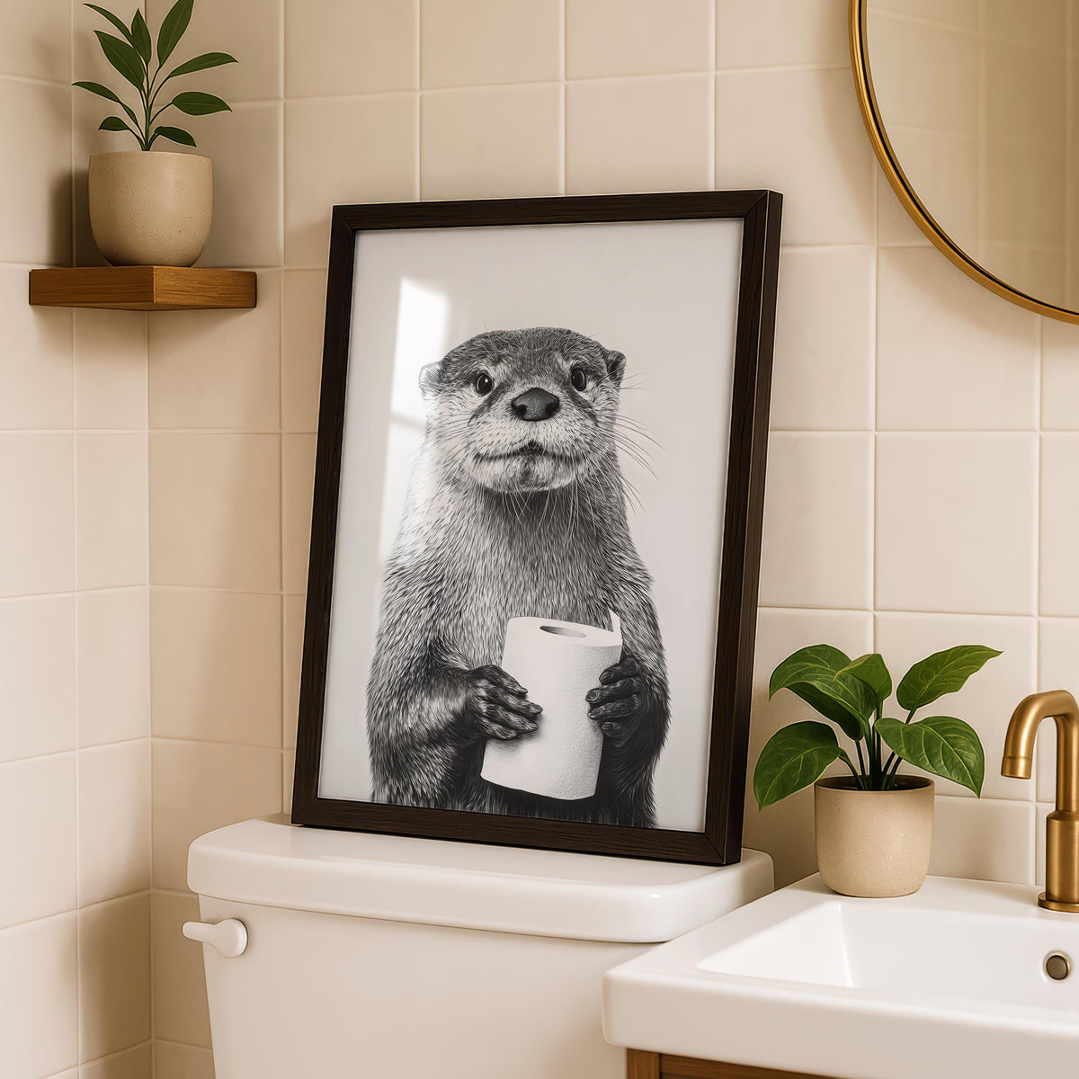 Otter Print - Funny Bathroom Art Print - Cute Home Decor - Bathroom Wall Art - Toilet Decor