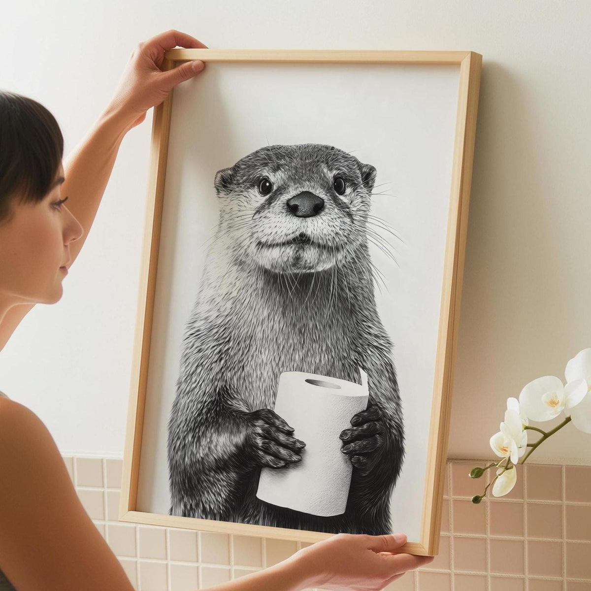 Otter Print - Funny Bathroom Art Print - Cute Home Decor - Bathroom Wall Art - Toilet Decor