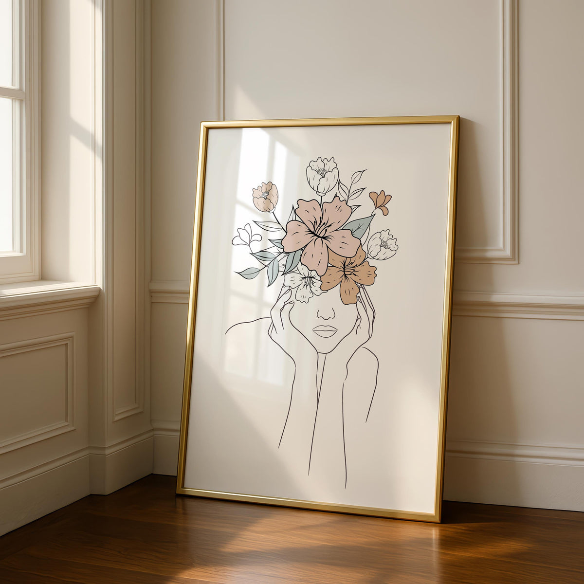 Flower Line Art Print - Boho Bedroom Wall Decor - Floral Art - Spring Prints - Minimalist Poster