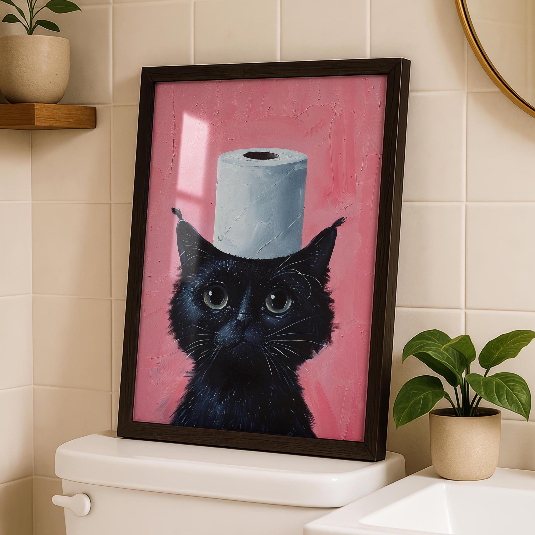 Black Cat Bathroom Art Print - toilet paper poster - Funny Home Decor - Prints for bathroom - Shower Wall Art - Bathroom Wall Decor