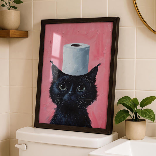 Black Cat Bathroom Art Print - toilet paper poster - Funny Home Decor - Prints for bathroom - Shower Wall Art - Bathroom Wall Decor