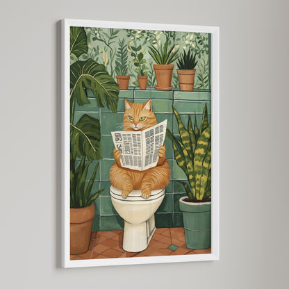 Ginger Cat Bathroom Art Print - Funny Home Decor - Prints for bathroom - Shower Wall Art - Bathroom Wall Decor