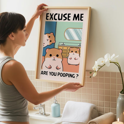 Funny Bathroom Art Print - Hamster Decor - Prints for bathroom - toilet Wall Art - Bathroom Wall Decor
