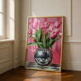 Load image into Gallery viewer, Disco Ball & Tulip Prink - Pink Prints - Fun wall art - maximalism art
