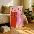 Load image into Gallery viewer, Love Prints - Cat Art Print - pink Cat Art - Gallery Wall Poster - cute Poster

