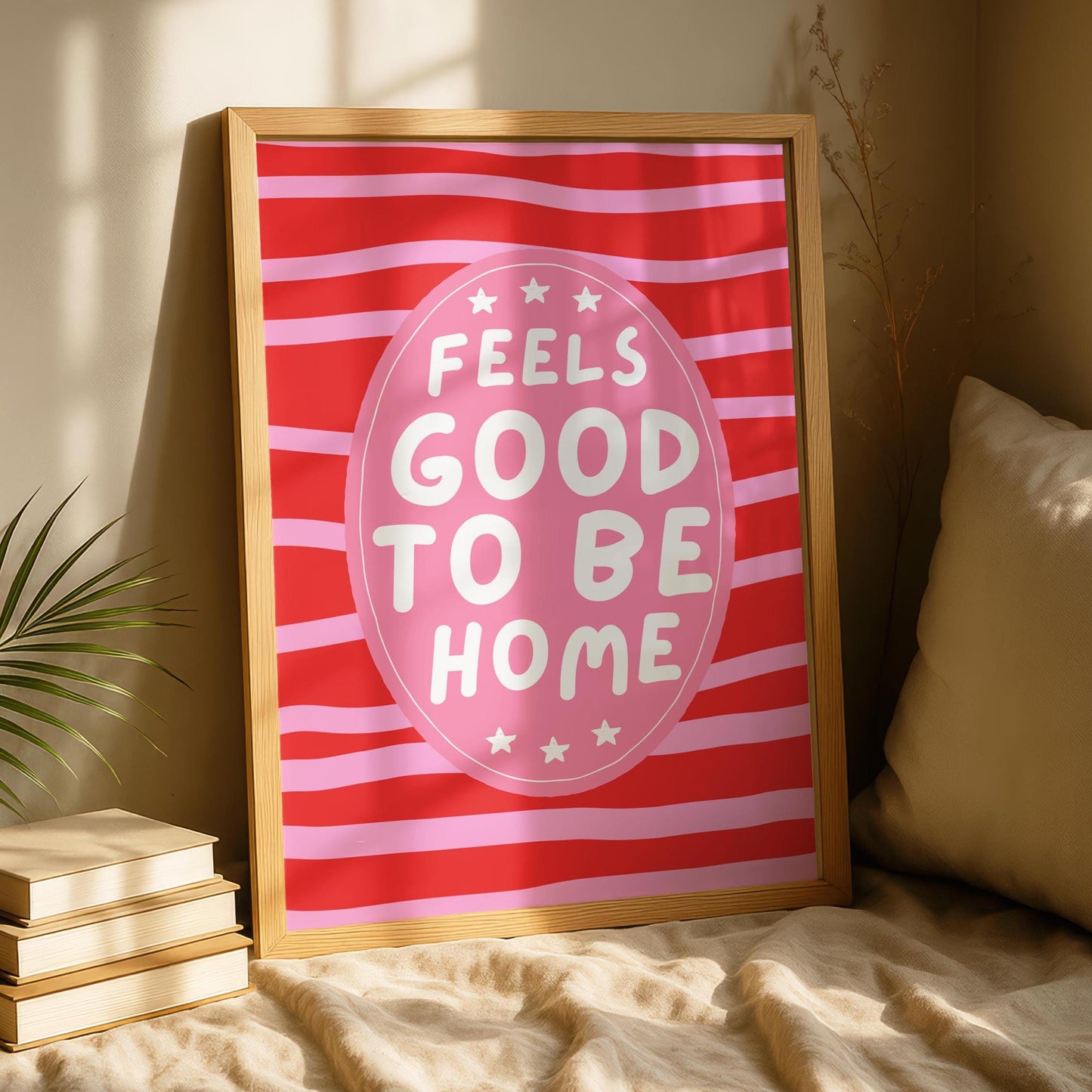 feels good to be home - welcome quotes - typography Hallway Welcome Art - PINK wall art